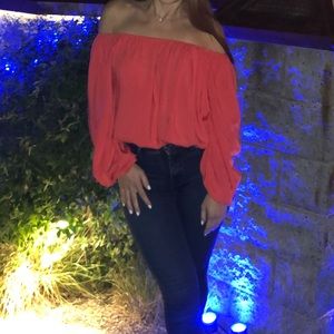 Bright orange-red top